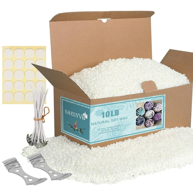 Kit para hacer velas SAEUYVB, cera de soja natural, 4,5 kg, con mechas