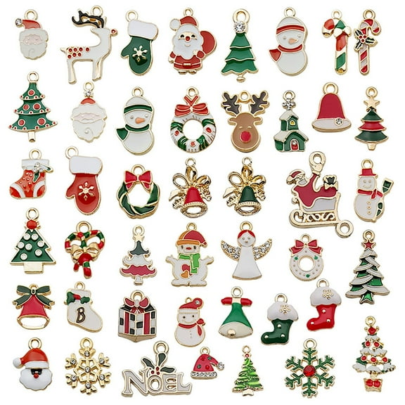 BKBP Mini Resin Christmas Ornaments Set,Rustic Christmas Decorations,Small Miniature Christmas Tree Ornaments - Santa Snowman Gingerbread Angel,Tiny Christmas Tree Decorations with Gift Box!
