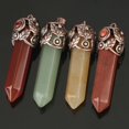 thumbnail image 4 of Natural Crystal Stone Pendants Antique Copper Column Energy Female Men Necklaces, 4 of 6