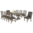 thumbnail image 1 of Ensemble de Salle à Manger Rustique 9pc avec Chaises en Lin Gris et Table à Manger en Bois Extensible, 1 of 11
