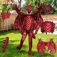thumbnail image 7 of Magotan Halloween Kids Dragon Costume,Kids Halloween Dress Up,Halloween Funny Costume Cosplay Dragon Jumpsuit,Red,M, 7 of 7