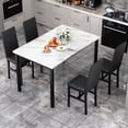 thumbnail image 5 of AWQM 5 Piece Dining Table Set, Faux Marble Kitchen Table and Chairs for 4, Dining Room Table Set with 4 PU Leather Chairs, White, 5 of 8