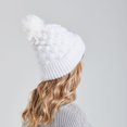 thumbnail image 4 of Herrnalise Winter Fashion Ladies Woolen Hat, Pure Color Hair Ball And Velvet Scales Warm Knitted Hat, 4 of 9