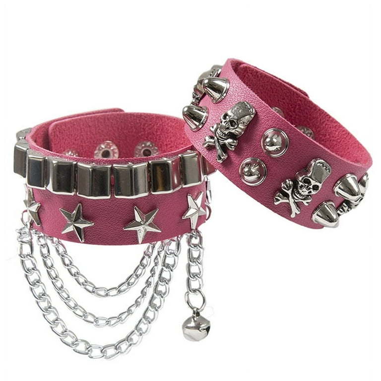 ginzi leather chain band bracelet punk 棘 DIEZI Black PU Leather Cuff Wristband Bracelet Goth Gothic Punk