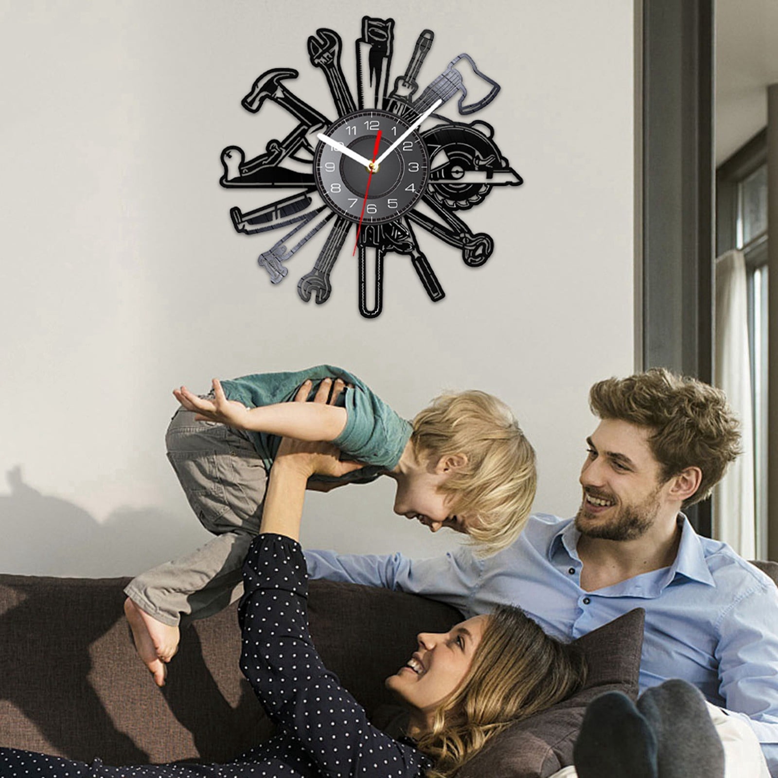 LLDYYDS Wall Clock Car Garage Tools Record Wall Clock Mechanic Service Car Wall Watch Repairing Tool Clock Repairman Gift Man Cave Room Decor