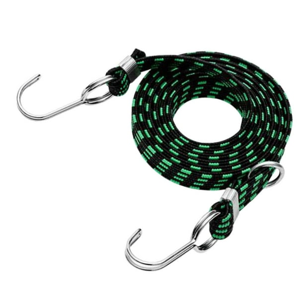Colorful Stretch Strong Elastic Luggage Strap Rope Rubber Band with two  hooks - Green 2m, 2m 