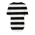 thumbnail image 6 of Fashion 2 Piece Outfits for Women Sexy Casual Round Neck Button Short Sleeve T-Shirt Top Elastic Waist Tie Pocket Striped Print Shorts Outfit, 6 of 6