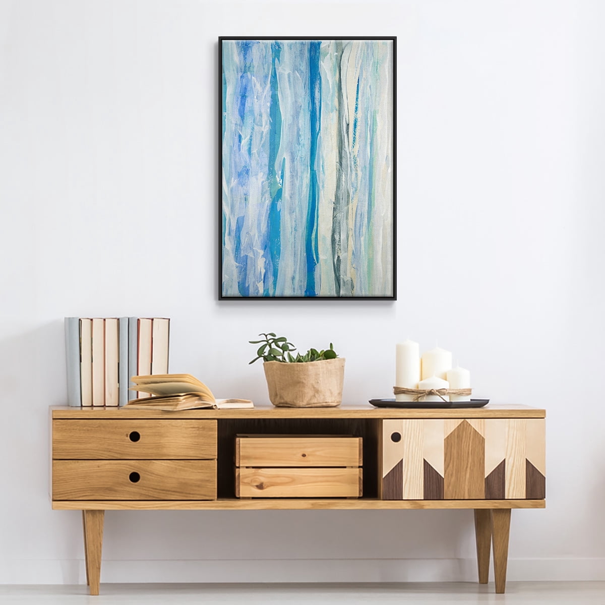 Swimming Ashore Framed Premium Gallery Wrapped Canvas - Ready to Hang - 17 x 25 - Black Floating Frame