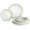 Rio in White, variant on " OCCASIONS " 150 Pcs set (25 Guests)-Wedding Disposable Plastic Plates & cutlery - Dinnerware 10.25'', 7.5''+Silverware w/double fork (Rio in White & Pearled Green)