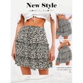 thumbnail image 7 of STARVNC Women Floral Print High Waist Ruffle Hem Drawstring A-Line Mini Skirt, 7 of 7