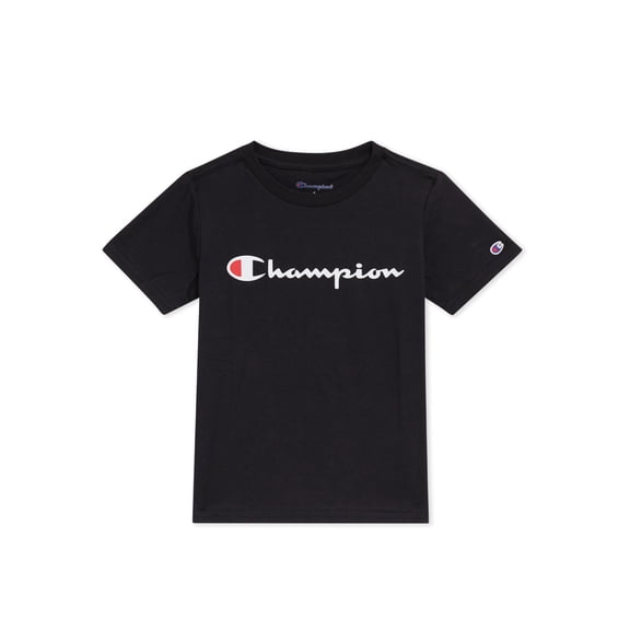 Champion Boys Signature Logo Short Sleeve Tee - Black - Size Large
