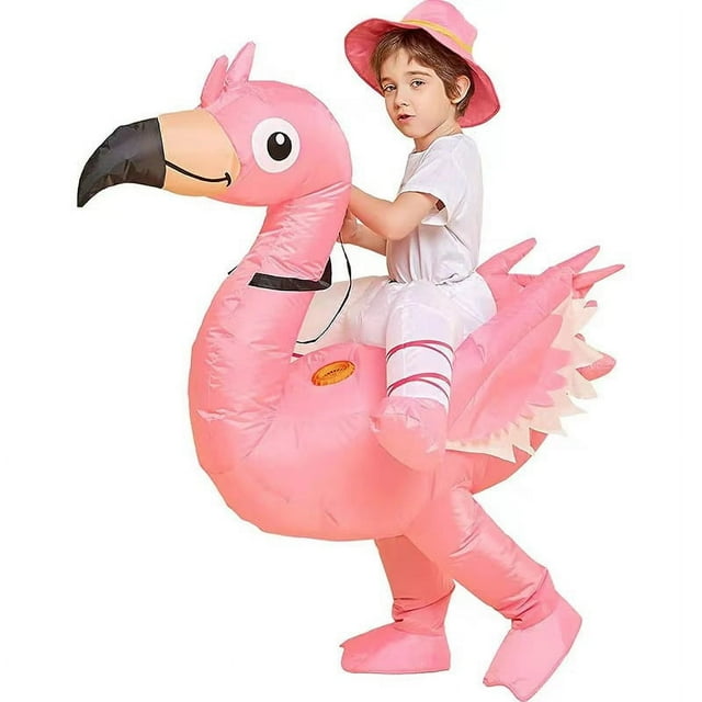 Disfraz inflable de flamenco rosa para Halloween, disfraz divertido para montar a caballo y abrazar fantasmas