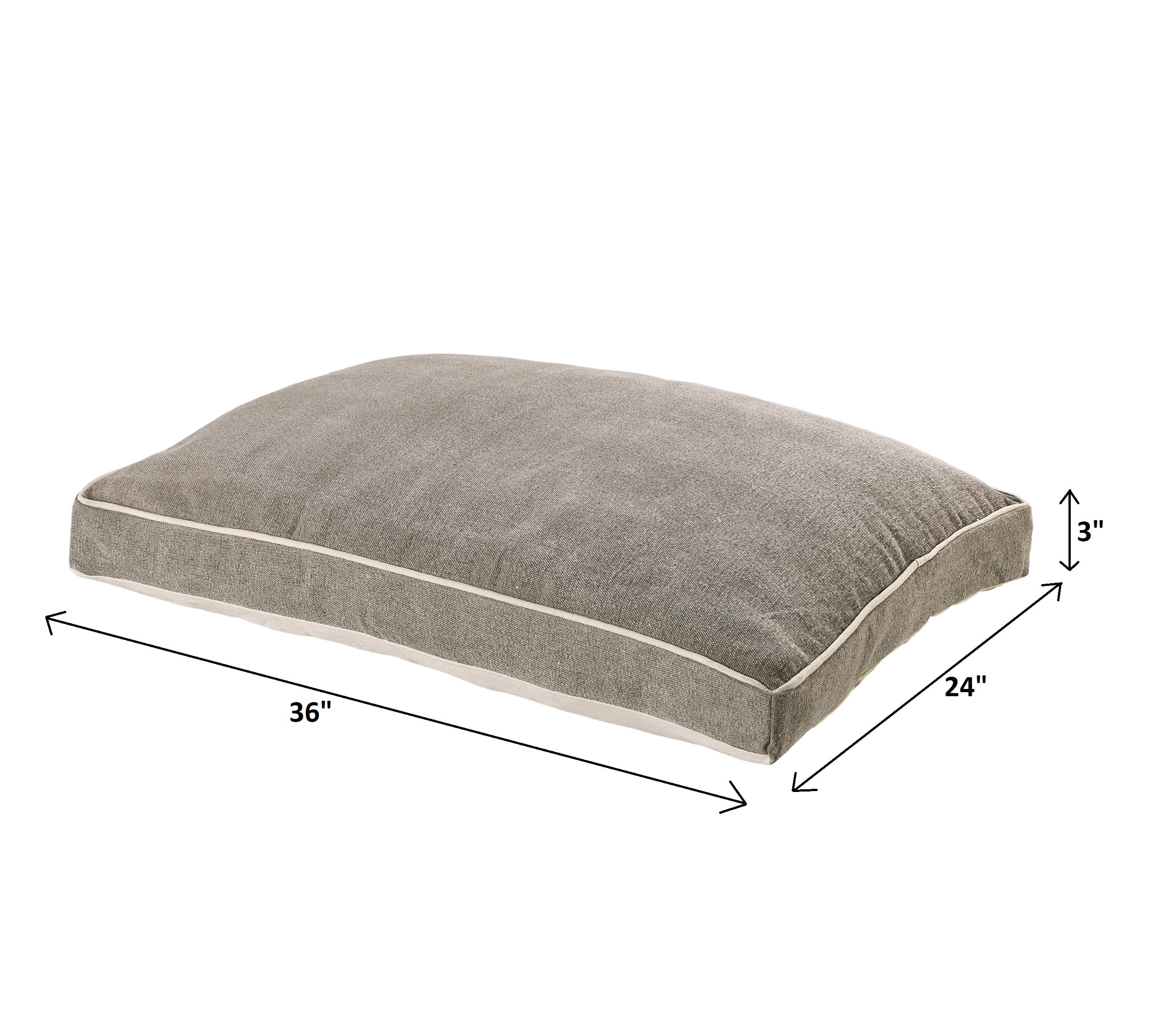 Lr Home Solid Stonewash Pillow Dog Bed, Gray, Ivory, 24" x 36" x 3"