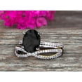 thumbnail image 2 of Oval Cut 2.50 Carat Black Diamond Moissanite Engagement Ring Set Solid 10K White Gold Promise Ring Bridal Gift, 2 of 5