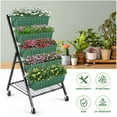 thumbnail image 2 of Funcid 4 ft Vertical Garden with Removable Locking Wheels 5-Tier Raised Garden Bed Planter Box for Patio Outdoor Planting Flower Herb Freestanding Garden Planter with Storage Shelf Green, 30"×26"×48", 2 of 11