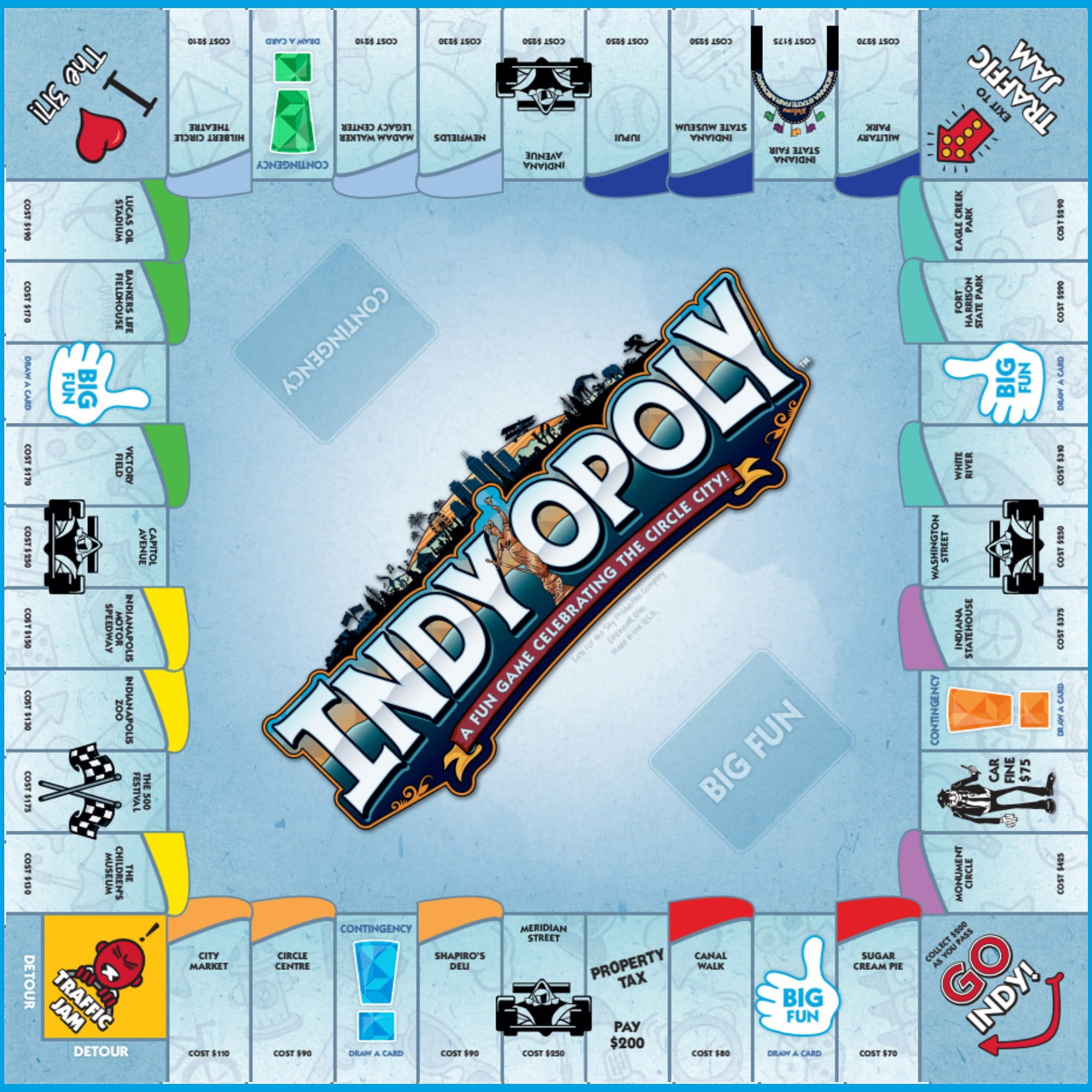 Indy-Opoly Indianapolis Themed Family Board Game, 2-6 Players