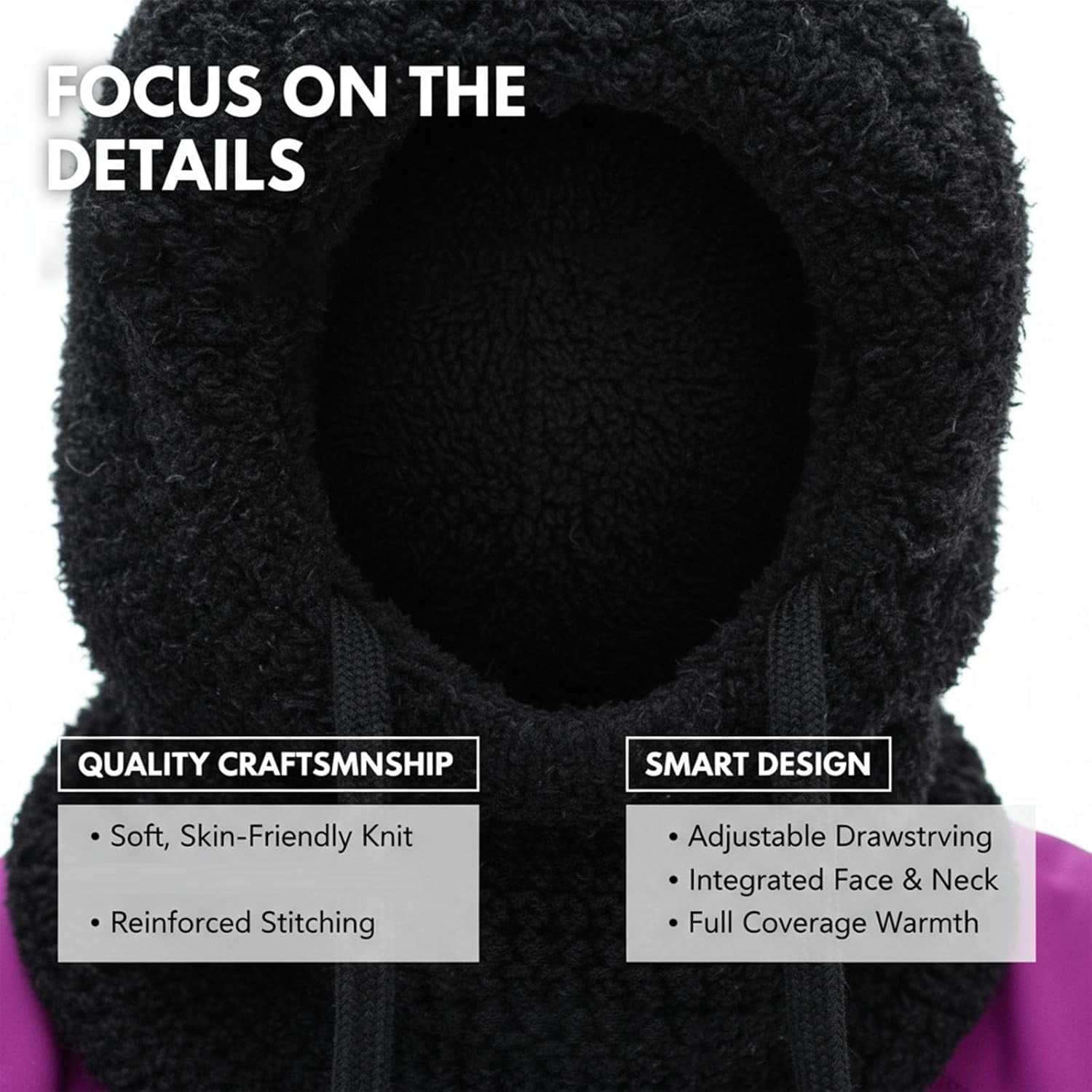 3 in 1 Beanie Hat with Scarf and Mask, Winter Windproof Balaclava, Knitted Fleece Lined Cold Weather Hat for Skiing Snowboarding Hiking Outdoor Activities