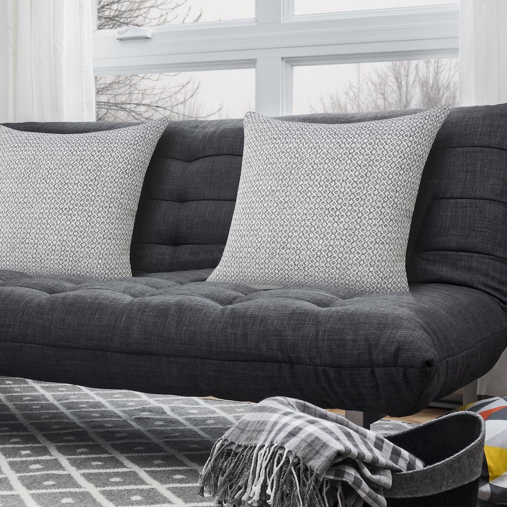 LR Home Insignia Cotton Pillow Set of 4 in Gray/White, 18" x 18"