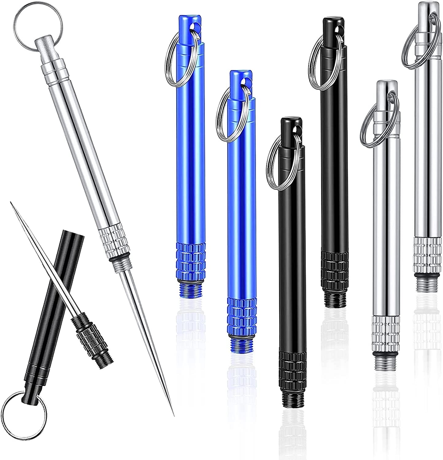 6 Pieces Metal Titanium Toothpicks, Portable Reusable Pocket Toothpicks