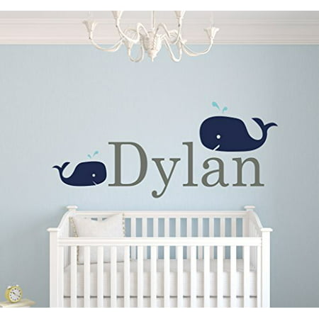 Custom Whale Name Wall Decals For Boys Baby Room Decor Nursery Nautical 44wx20h Canada - Nursery Wall Decal Boy