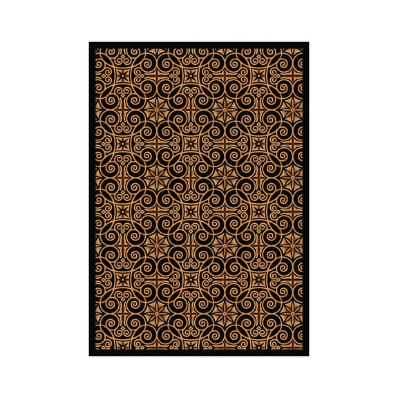 Antique Scroll 3'10" x 5'4" Area Rug In Color Black