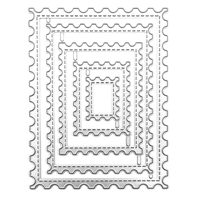 5 troqueles de sellos postales ondulados para tarjetas, troqueles rectangulares de línea punteada, plantillas para álbumes de recortes, manualidades, tarjetas y proyectos de scrapbooking.