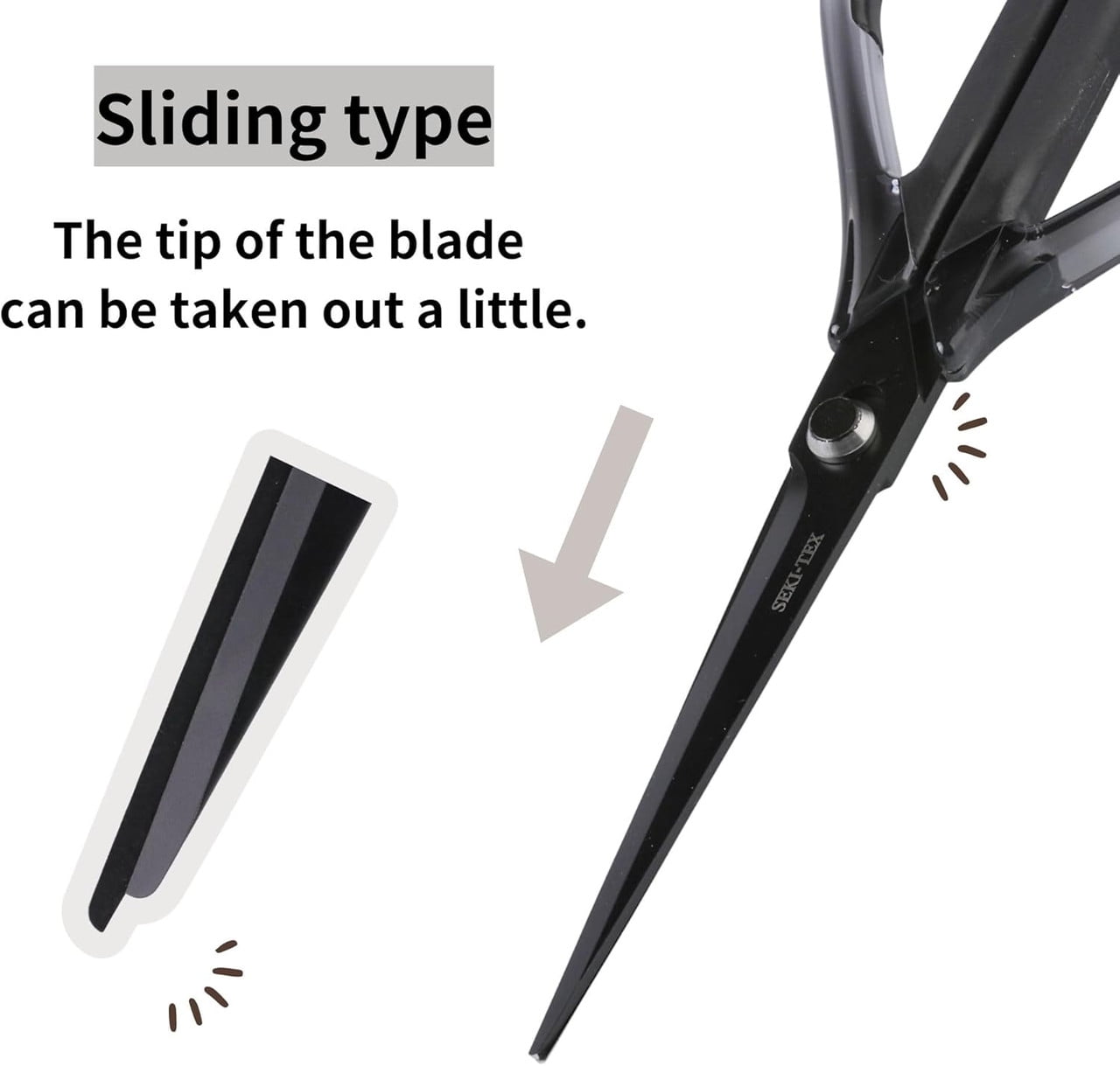Seki-Tex Black Nonstick Stainless Steel Smart Cardboard Opener Scissors