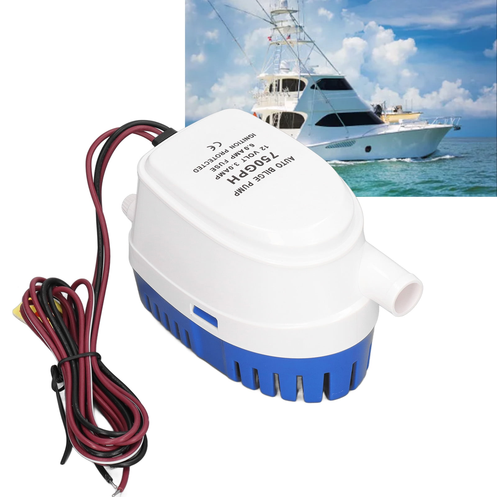 Sailingflo Pompe de cale submersible automatique pour bateau 12 V 1100 gph avec interrupteur à flotteur Sailingflo Pompe de cale submersible automatique pour bateau 12 V 1100 gph avec interrupteur à flotteur