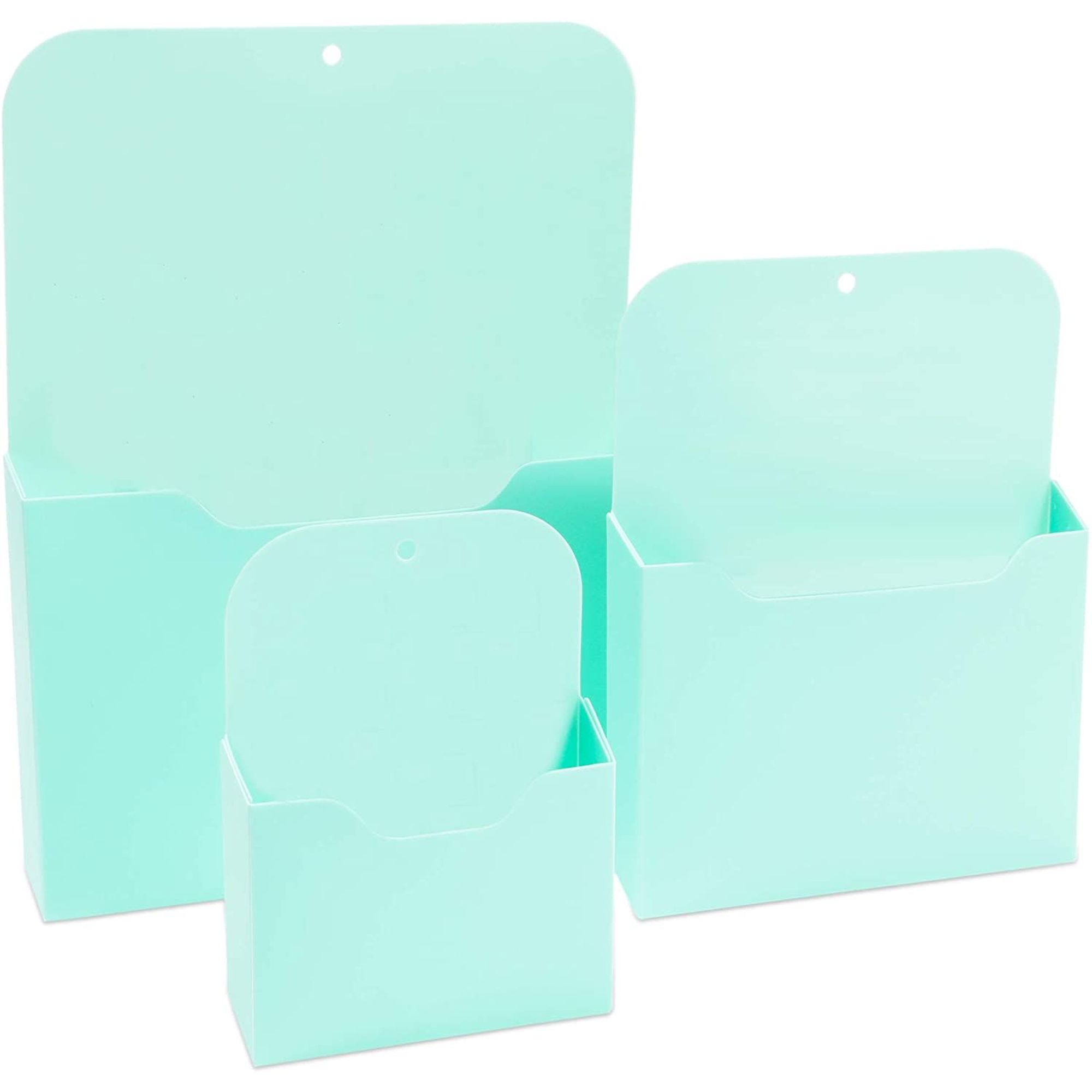 3 Pack Teal Blue File Holders Organizer, File Pocket Refrigerator Storage, 3