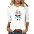 thumbnail image 3 of lcziwo Prime Day Sales Today 3/4 Length Sleeve Womens Tops 2025 Easter Cute Rabbit Graphic Tees Shirt Casual Loose Fit Crewneck Pullover Blouses White L, 3 of 5