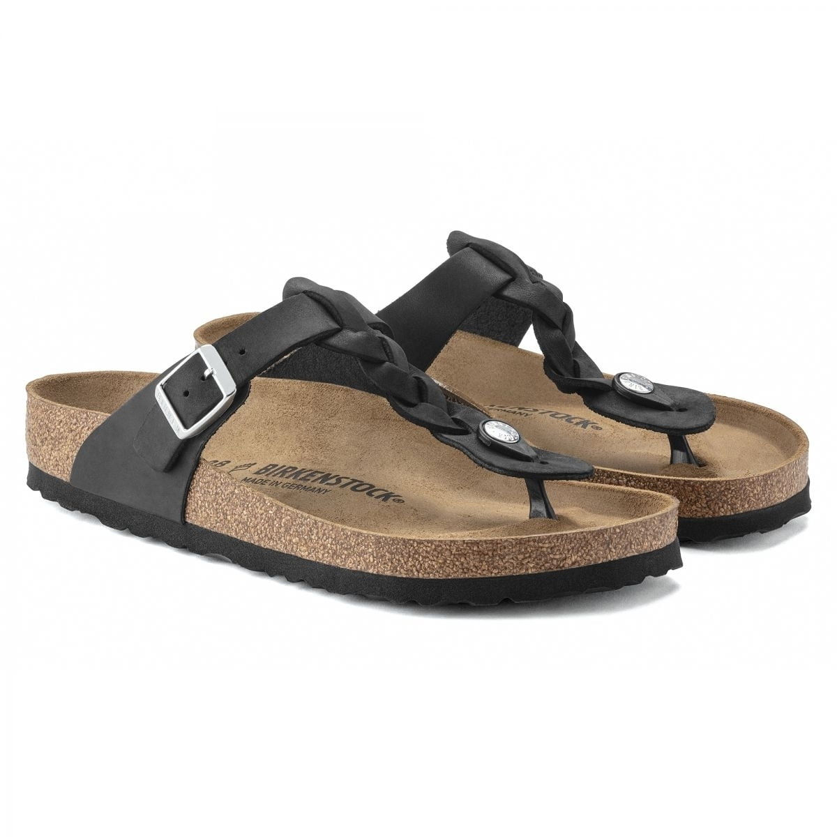 BIRKENSTOCK Gizeh Braid Sandal Black Oiled Leather Regular Width 1021349 9