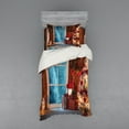 thumbnail image 2 of Ambesonne Christmas Bedding Set 4 Pcs, Frozen Snowy House, Queen, Red Blue, 2 of 3