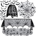 thumbnail image 1 of Juego de 5 manteles redondos de encaje negro con forma de araña para chimenea, manto, bufanda, sombra de araña con 16 murciélagos 3D aterradores para fiesta de Halloween Sailing  Electrónica, 1 of 5