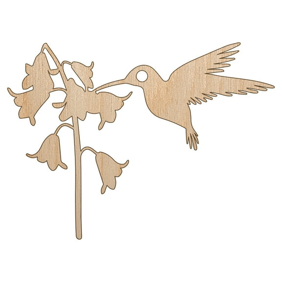 Hummingbird and Flower Wood Holiday Christmas Tree Ornament Unfinished DIY Pre-Drilled Craft