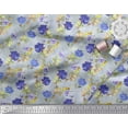 thumbnail image 2 of Soimoi Purple Poly Georgette Fabric Leaves & Floral Decor Fabric Printed BTY 42 Inch Wide, 2 of 3