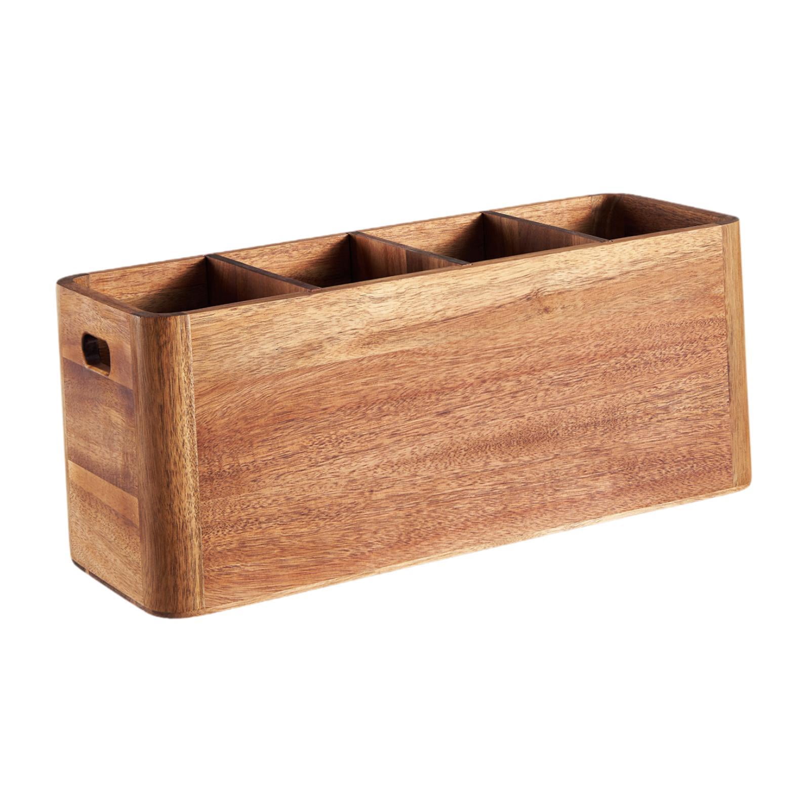 Fiocias Acacia Wood Utensil Holder Cutlery Drainer Easy to Clean Chopsticks Holder Spoon