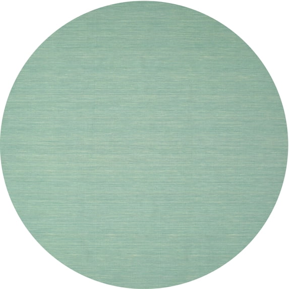 Ahgly Company Machine Washable Indoor Round Contemporary Blue Green Area Rugs, 6' Round