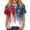 Dark Blue(American Flag Stars Striped), variant on 250 Anniversary USA Flag Shirts for Women Short Sleeve 4th of July Patriotic Summer Tops for Women Trendy Button V-Neck American Flag Stars Striped Independence Day Clothes Blue XXXL