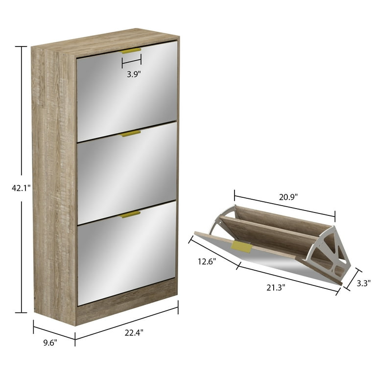 Dropship Shoe Cabinet With 3 Flip Drawers Wooden Shoe Cabinet Organizer  With Adjustable Shelves Freestanding Shoe Rack Storage Cabinet For Entrance  Hallway Living Room Bedroom to Sell Online at a Lower Price