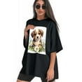 thumbnail image 3 of Plus Size Shirt for Women Black Tops for Women Oversized Short Sleeves Shirt for Women Puppy T Shirt Crewneck Shirt for Women L, 3 of 5
