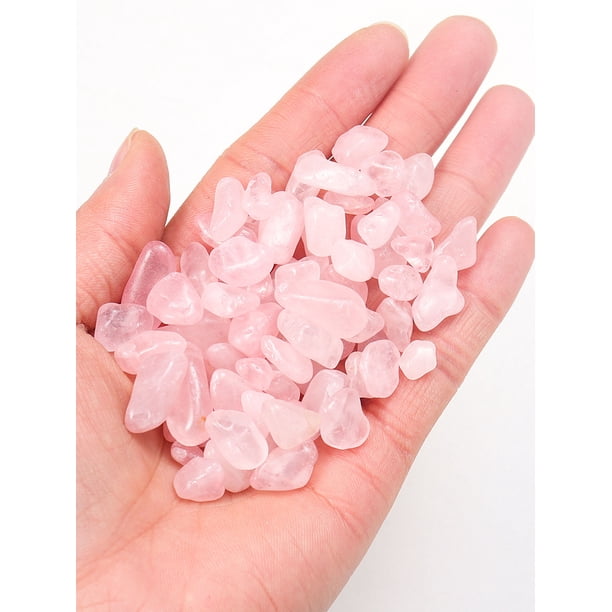 Xiao Hua Piedra triturada de cristal natural de 1 kg, piedra de pulido para aromaterapia, piedra de desmagnetización, decoración para purificación de peceras, piedra natural rosa de 5-7 mm