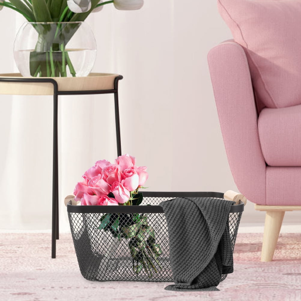 PENIKOKO Black Wire Kitchen Basket for Storage and Organization, Decorative Multi-Purpose Basket for Study Room and Home Use, 1 Piece