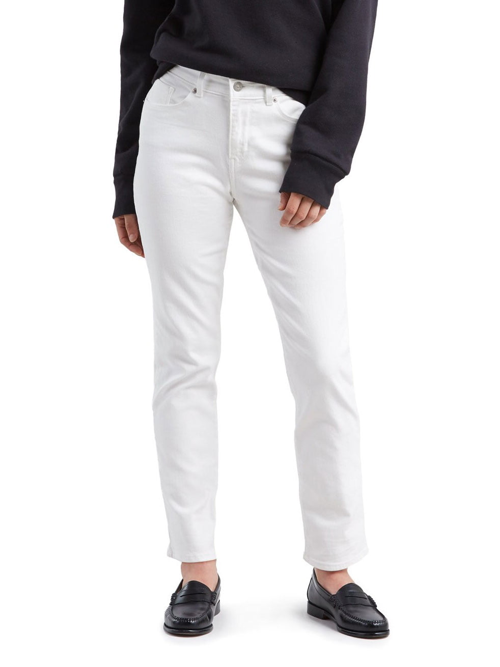 white straight cut jeans