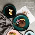 thumbnail image 2 of MasteelfCA 1pc Coloured Ceramic Tableware Western Steak Plate Microwave Oven Available Ceramic Food Plate Round Shape (Dark Green 8 Inches), 2 of 7