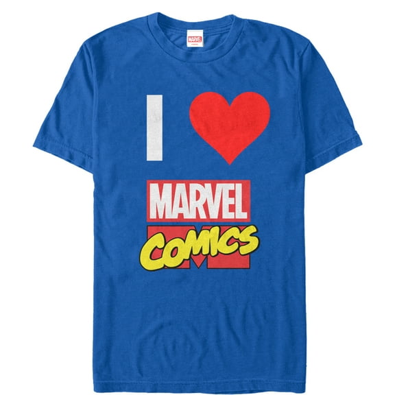 Men's Marvel I Love Comics Graphic Tee Royal Blue Large