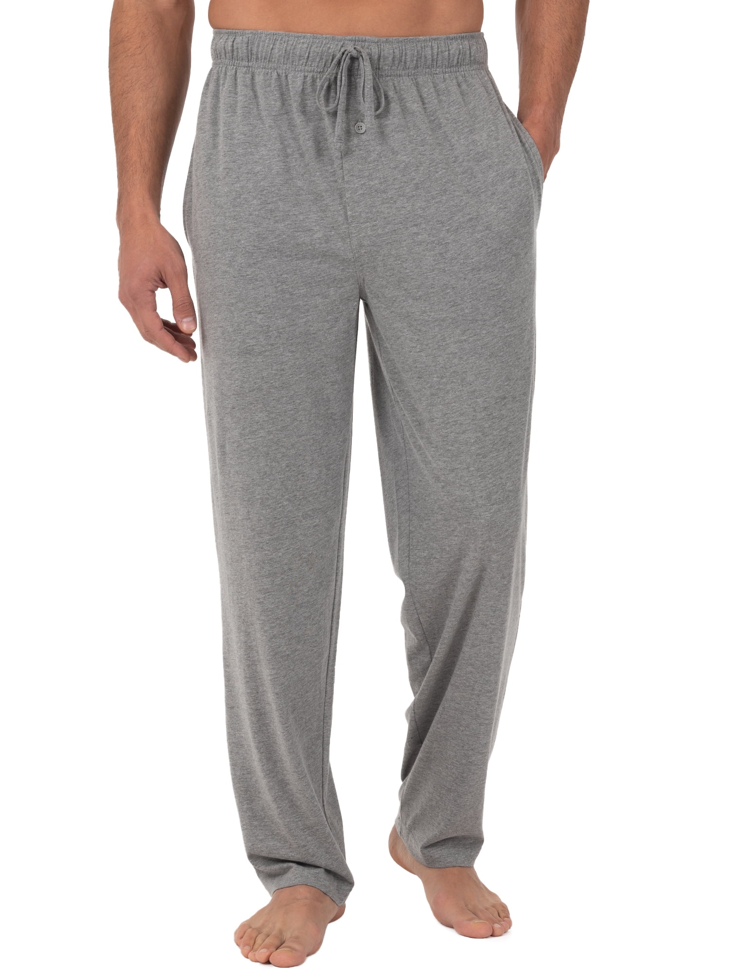 Mens Jersey Cuffed Lounge Pants/Pyjama Bottoms Black/Grey Size M-XXL 