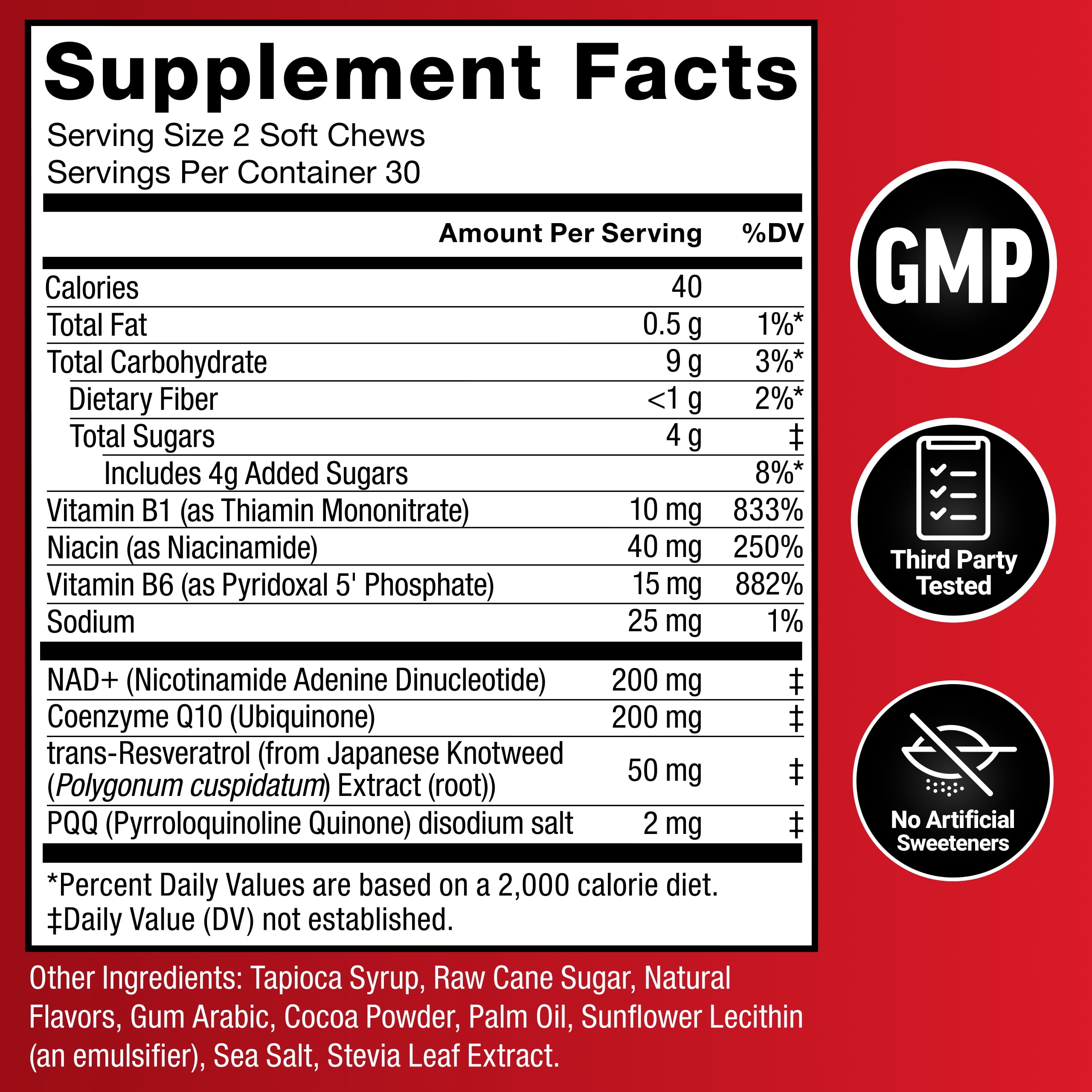Force Factor NAD+ Longevity, Healthy Aging NAD Supplement, Resveratrol & Nicotinamide for Cellular Energy & Cognitive Health, Chocolate, 60 Soft Chews