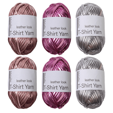 HOT! 6 Roll Metallic Cloth Fabric Yarn for DIY Bag Shoes Knitting&Crocheting Flat Imitation Leather Shiny T-Shirt Thread