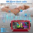 thumbnail image 3 of Colorful Digital Alarm Clock with 7 Colors and 4 Color Changing 5'' Dimmable Large LED Display with Dual Alarm Snooze Date Week Display 70 Channel Radio Dual USB Output Modern Decor for Desk, 3 of 8