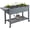 Gray, variant on Raised Garden Bed with 8 Grow Grids, Wooden Outdoor Plant Box Stand with Folding Side Table and Wheels, 49" x 21" x 34", for Vegetables, Flowers, Herbs, Brown